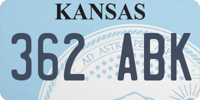 KS license plate 362ABK