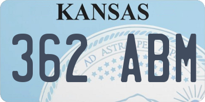 KS license plate 362ABM