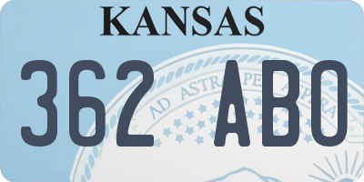 KS license plate 362ABO