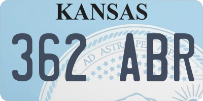 KS license plate 362ABR