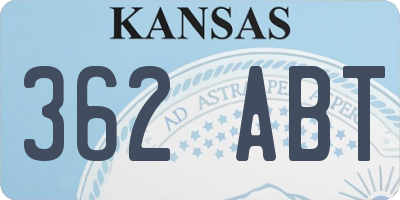 KS license plate 362ABT
