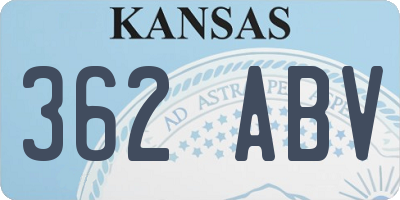 KS license plate 362ABV