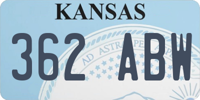 KS license plate 362ABW