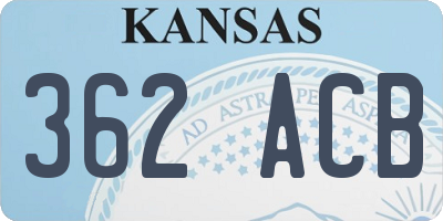 KS license plate 362ACB