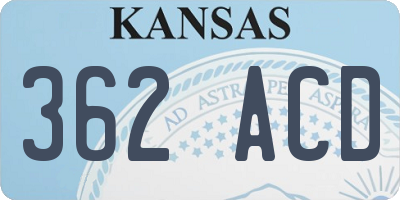 KS license plate 362ACD