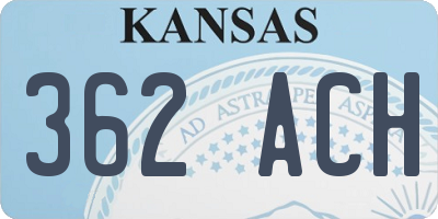KS license plate 362ACH