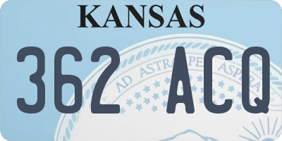 KS license plate 362ACQ
