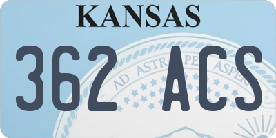 KS license plate 362ACS