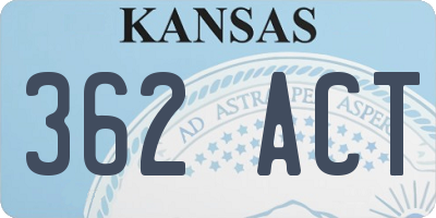 KS license plate 362ACT