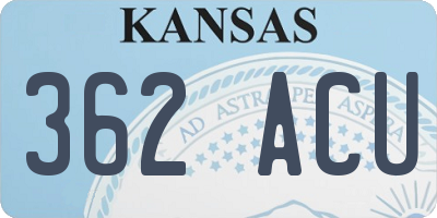 KS license plate 362ACU