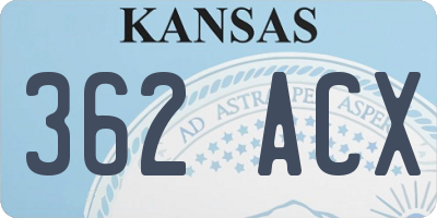 KS license plate 362ACX
