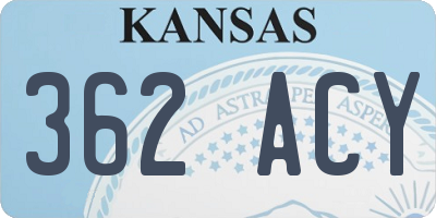 KS license plate 362ACY