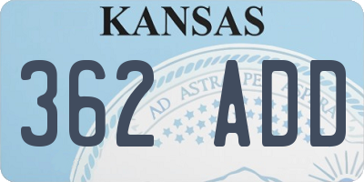 KS license plate 362ADD