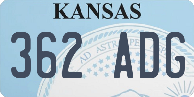 KS license plate 362ADG