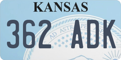 KS license plate 362ADK