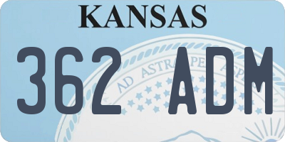 KS license plate 362ADM