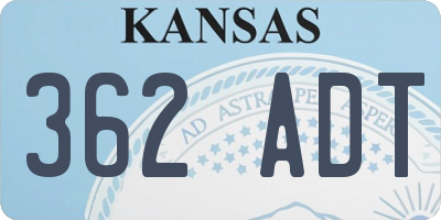KS license plate 362ADT