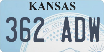 KS license plate 362ADW
