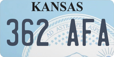 KS license plate 362AFA