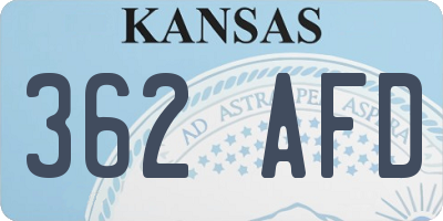 KS license plate 362AFD