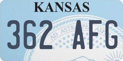 KS license plate 362AFG