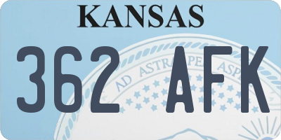 KS license plate 362AFK