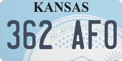 KS license plate 362AFO