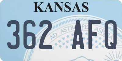 KS license plate 362AFQ