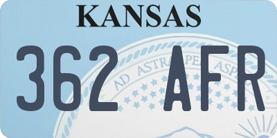 KS license plate 362AFR