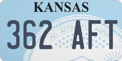 KS license plate 362AFT