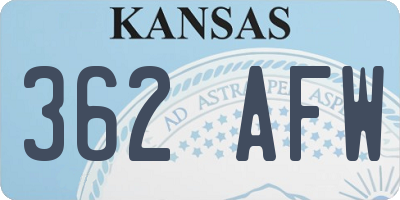 KS license plate 362AFW