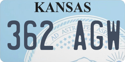 KS license plate 362AGW