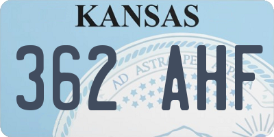 KS license plate 362AHF