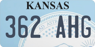 KS license plate 362AHG