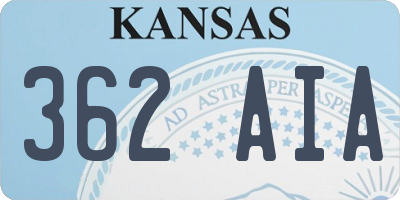 KS license plate 362AIA