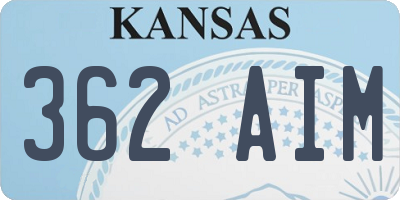 KS license plate 362AIM