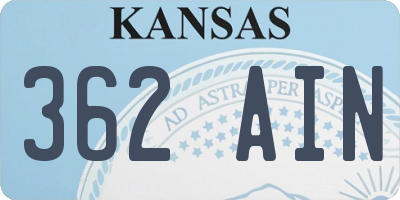 KS license plate 362AIN