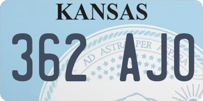 KS license plate 362AJO