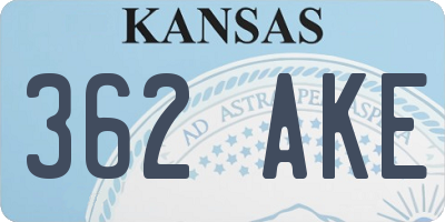 KS license plate 362AKE