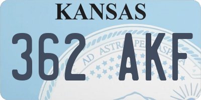 KS license plate 362AKF