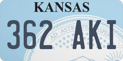 KS license plate 362AKI