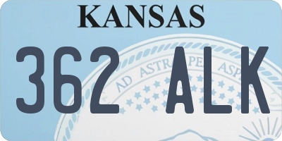 KS license plate 362ALK