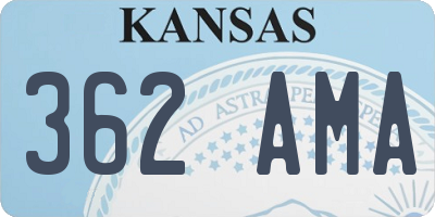 KS license plate 362AMA