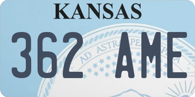 KS license plate 362AME