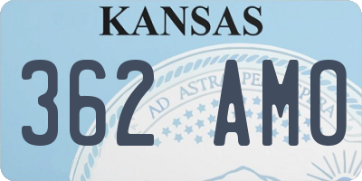 KS license plate 362AMO