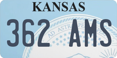KS license plate 362AMS