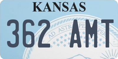 KS license plate 362AMT