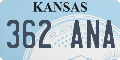 KS license plate 362ANA