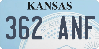 KS license plate 362ANF