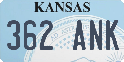 KS license plate 362ANK
